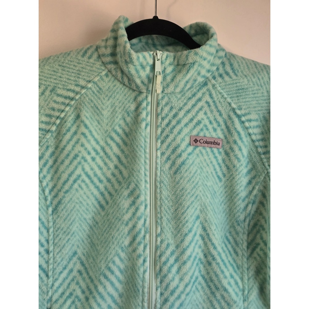 🆕️ NWOT Columbia Womens Mint Green Chevron Full Zip Fleece Jacket XG6004 Size L - Picture 4 of 14